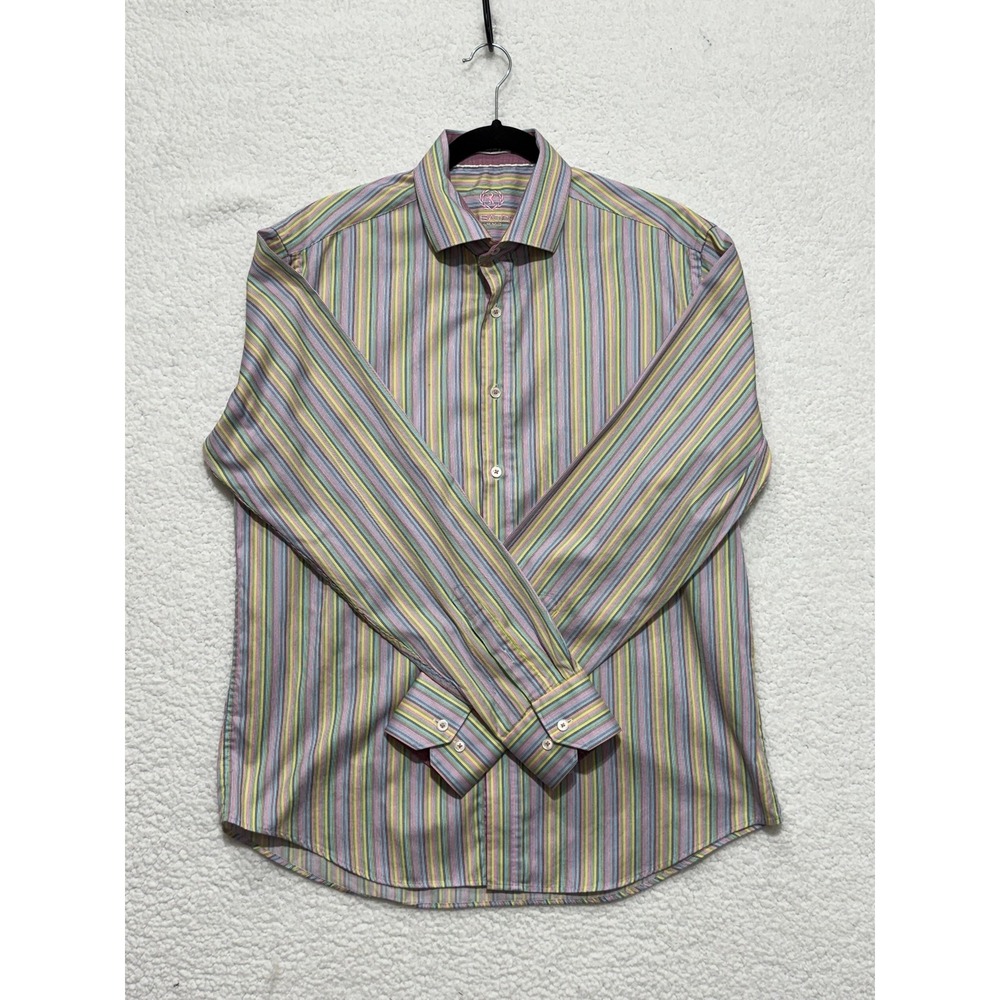 BUGATCHI Men's Striped Dress Shirt Long Sleeve Button Down Casual Formal‎ Cotton
